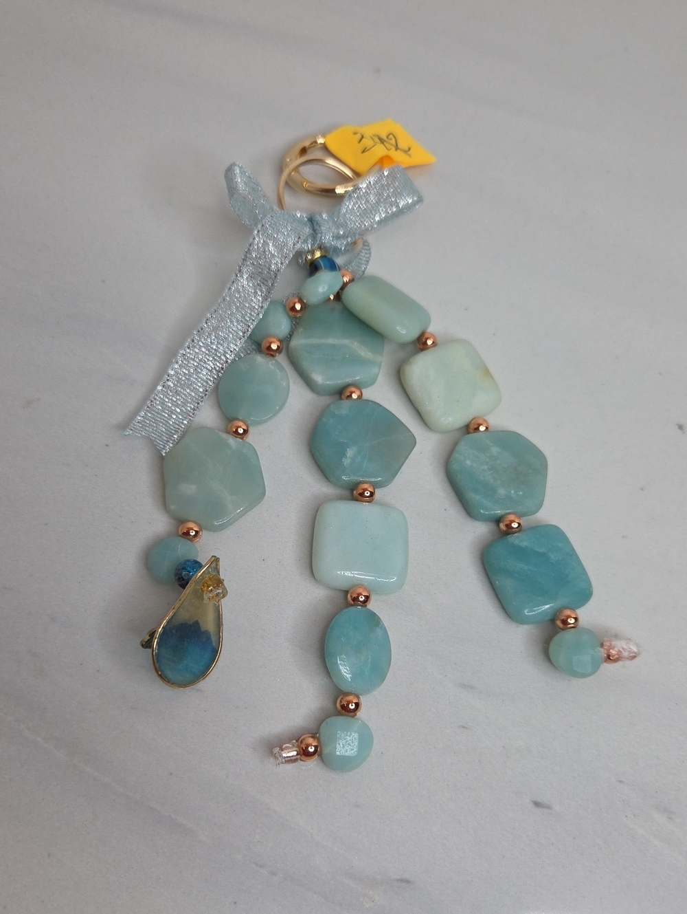342 - Stone Handmade Aquamarine Blue Bag Charm